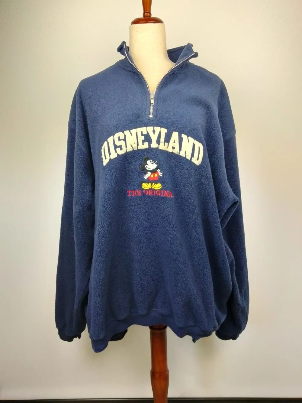 Disney Men's Navy Half-Zip Fleece Sweatshirt Size XXL